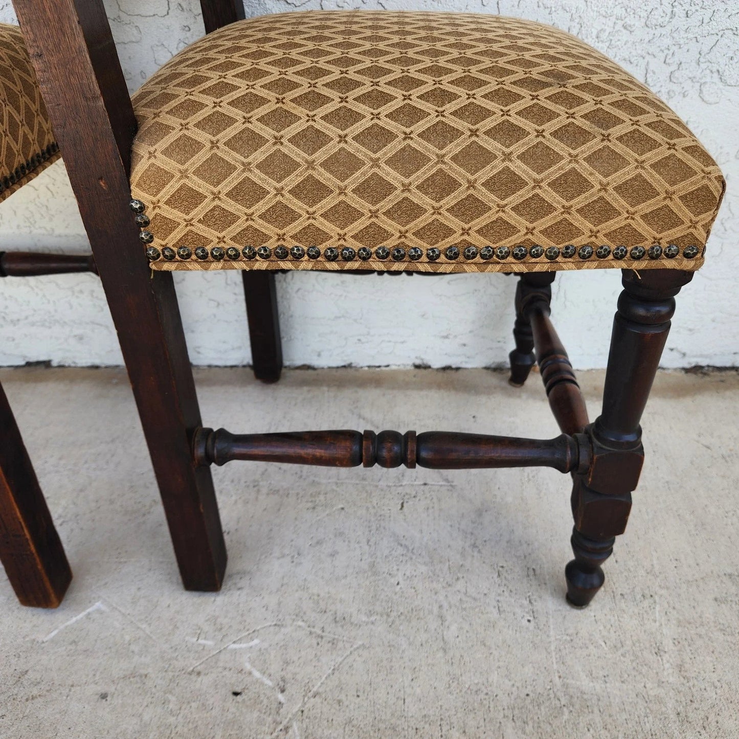Antique English Dining Chairs High Back Set of 8