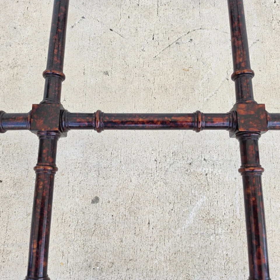 Vintage Baker Style Tortoise Shell Faux Bamboo & Glass Coffee Table