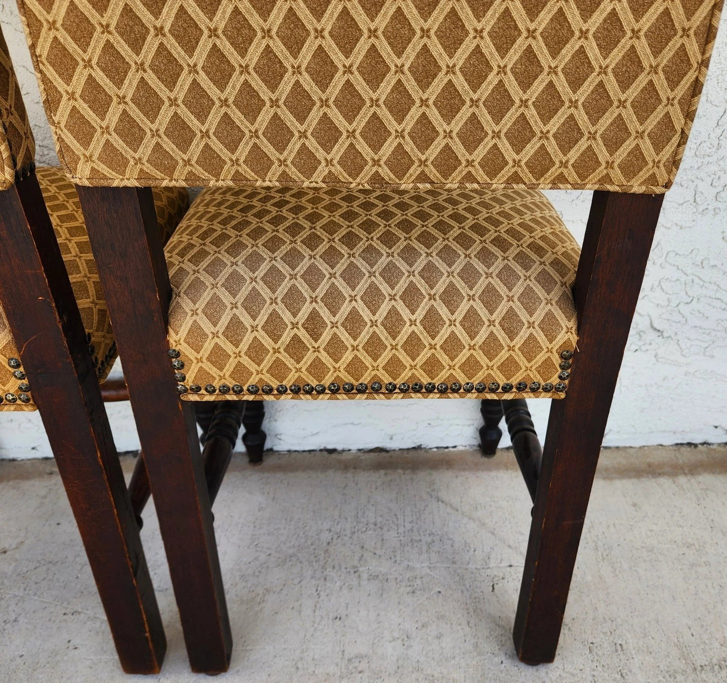 Antique English Dining Chairs High Back Set of 8
