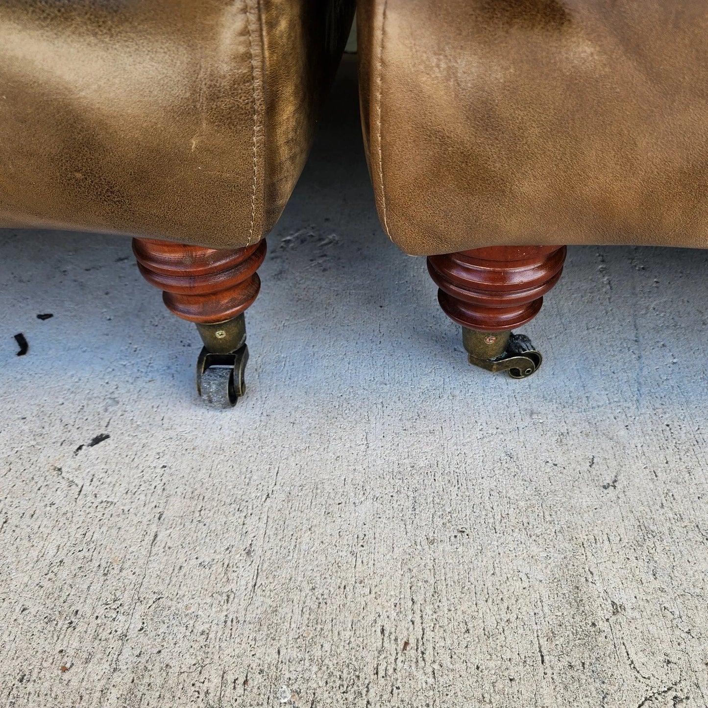 Top Grain Leather Club Chairs Pair