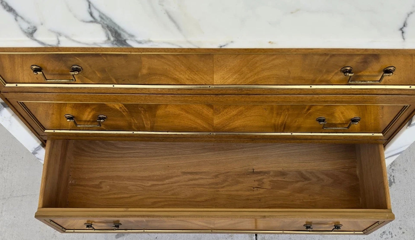 Mid Century Louis XVI Maison Jansen Style Marble Top Commode Dresser Sideboard