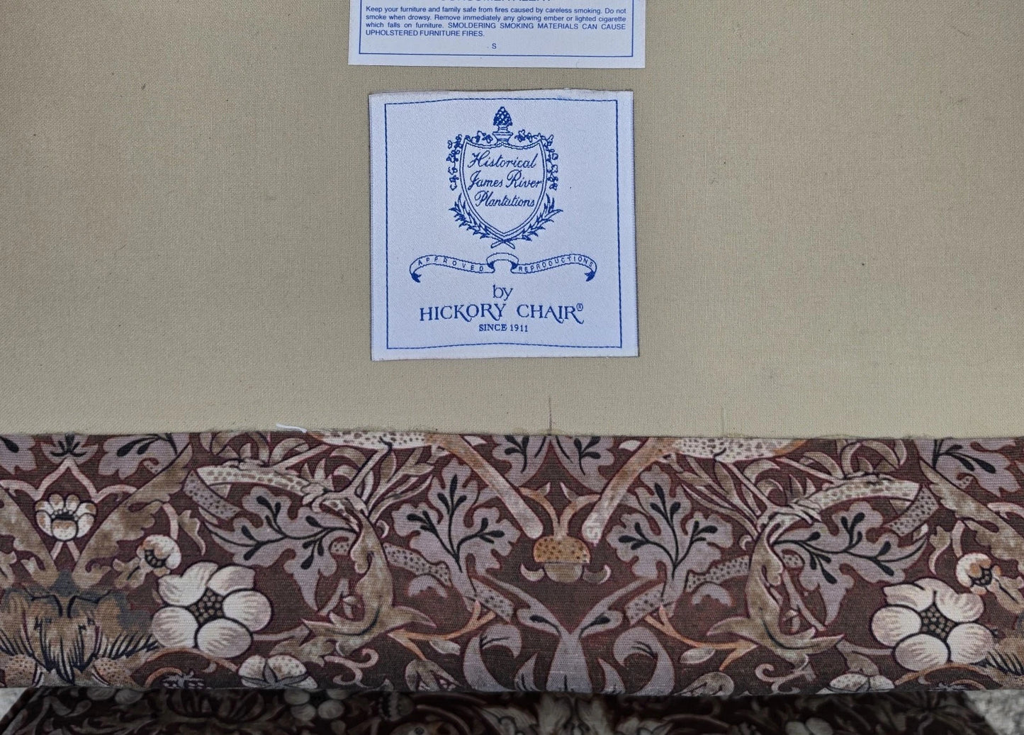 Vintage Hickory Chair Co Wingback William Morris Strawberry Thief Fabric