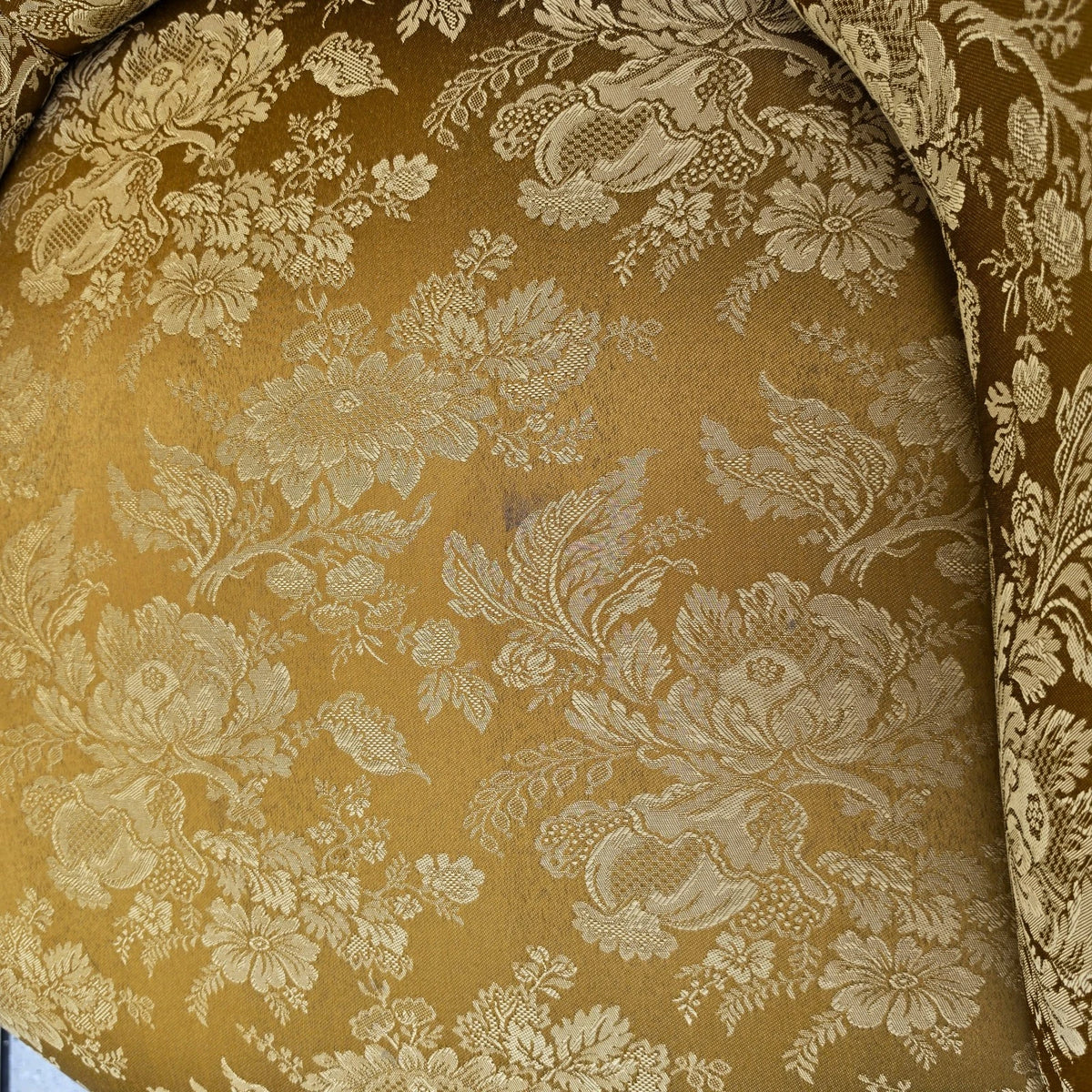 Victorian Rococo Revival Carved Bird Crest Music Room Wingback Armchair