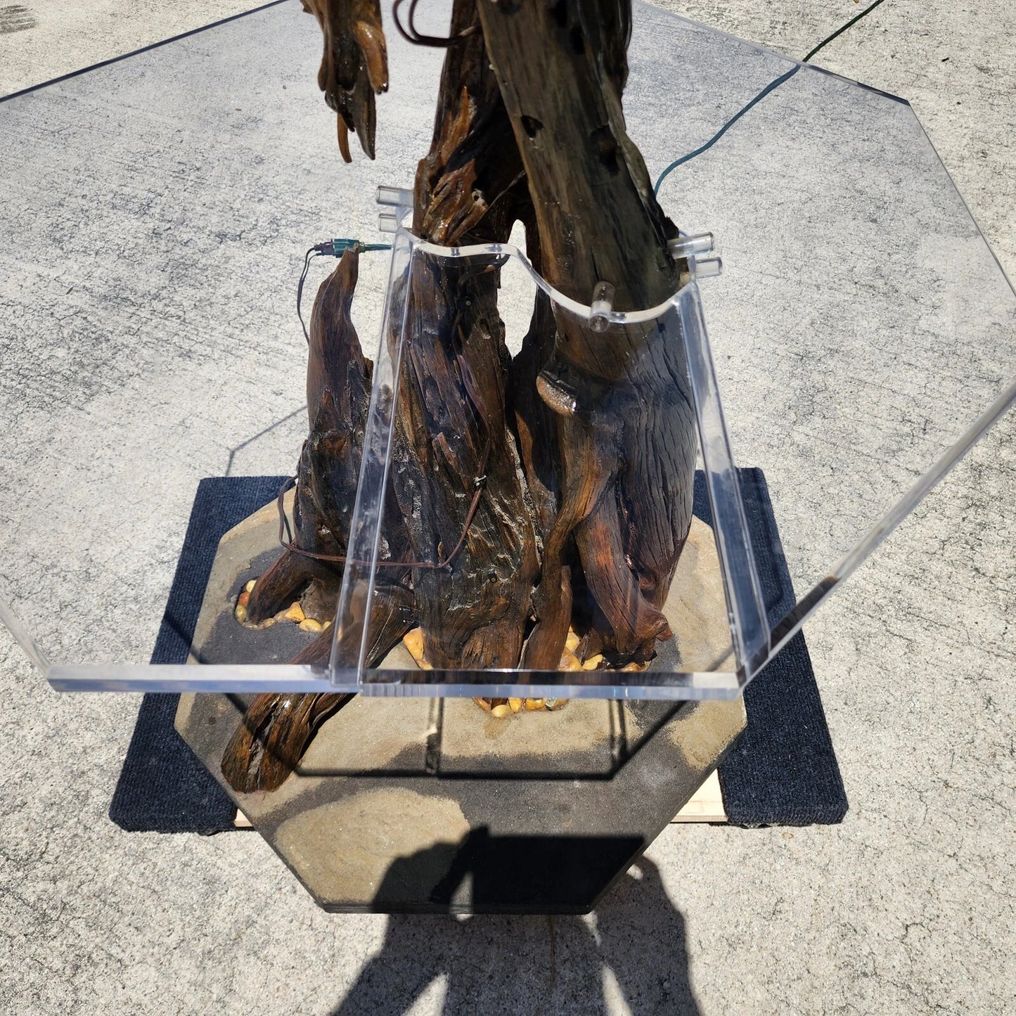 Monumental Driftwood Floor Lamp with Table