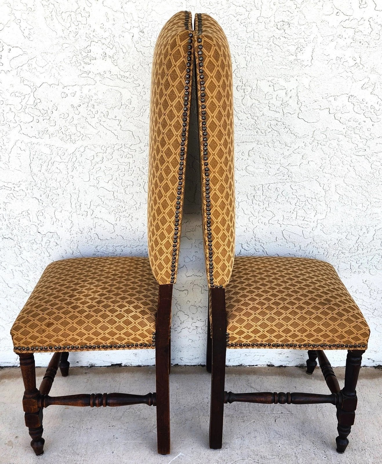 Antique English Dining Chairs High Back Set of 8
