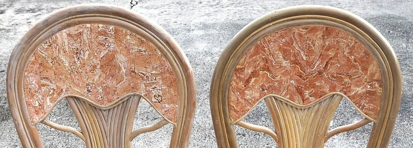 Vintage Bamboo & Tessellated Dining Chairs Set of 6