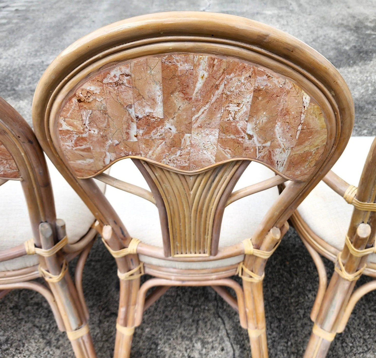 Vintage Bamboo & Tessellated Dining Chairs Set of 6