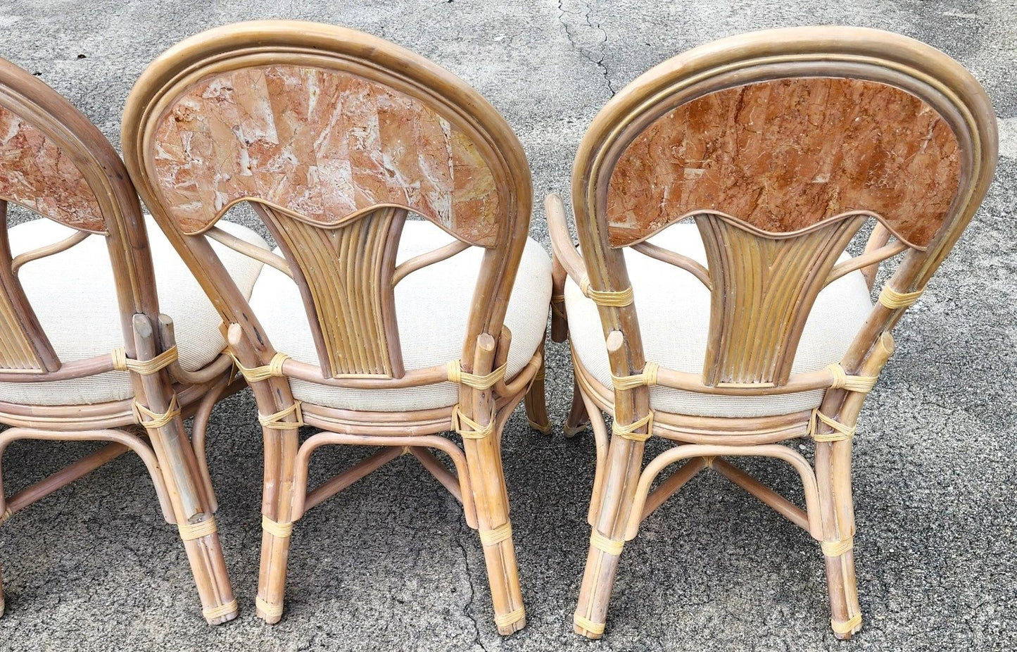 Vintage Bamboo & Tessellated Dining Chairs Set of 6