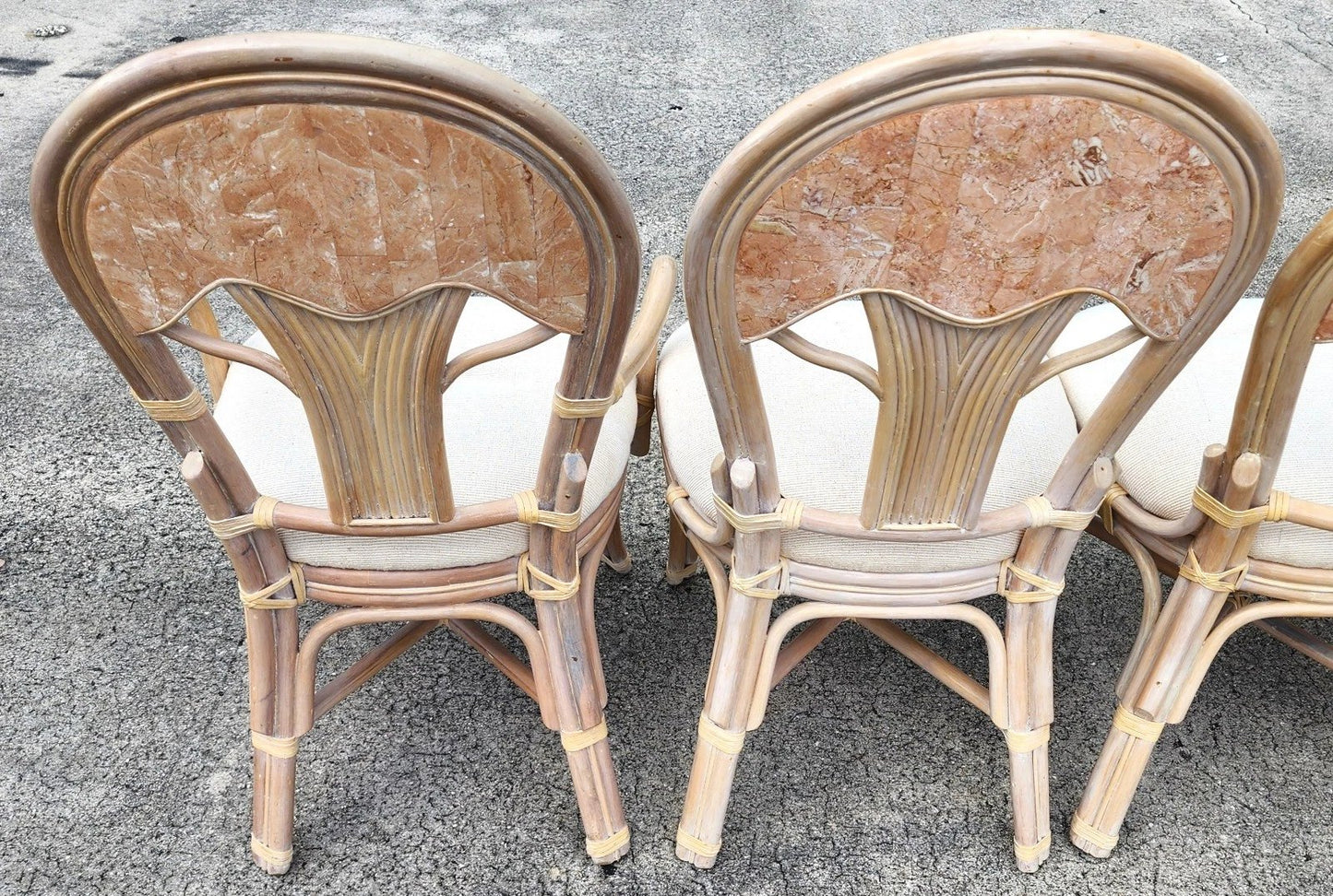 Vintage Bamboo & Tessellated Dining Chairs Set of 6