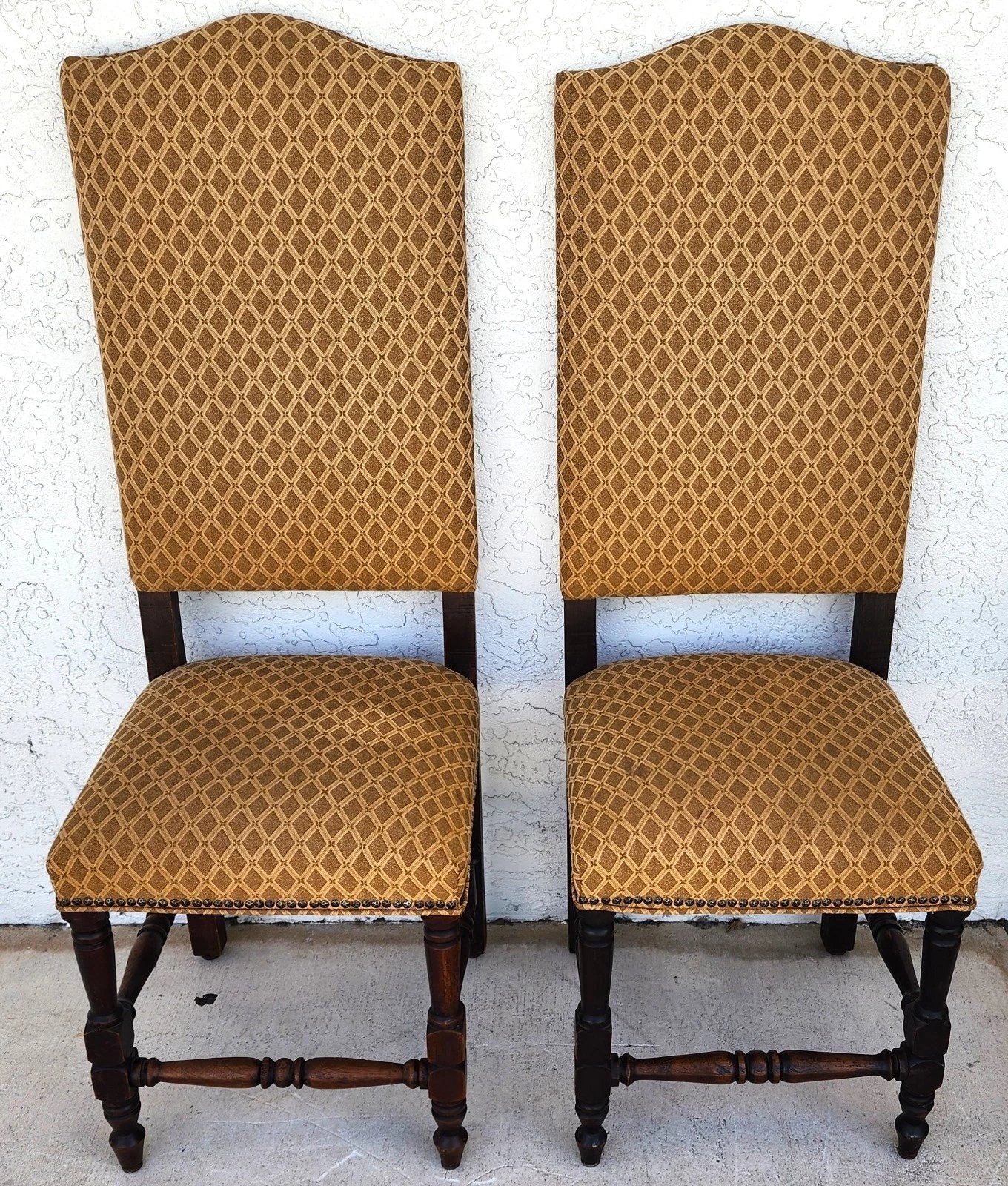 Antique English Dining Chairs High Back Set of 8