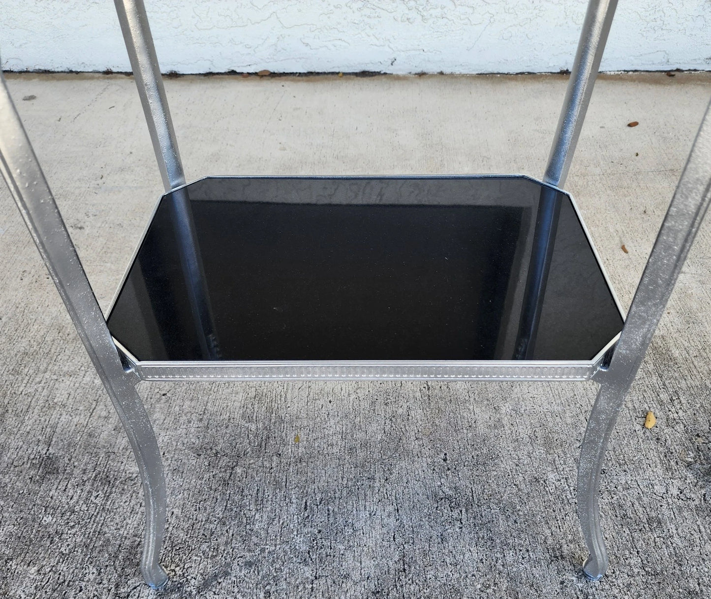 Black Stone and Metal Horse Equine 2 Tier Side Table