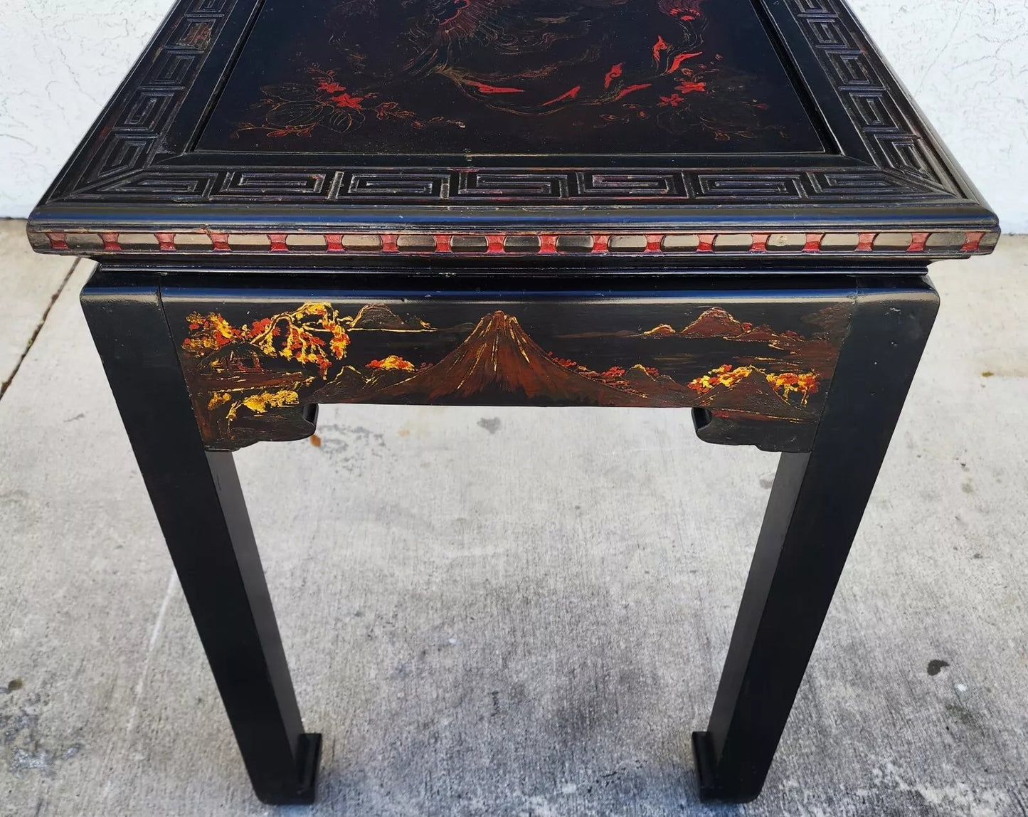 Vintage Chinese Lacquered Table Desk Asian Hand Painted