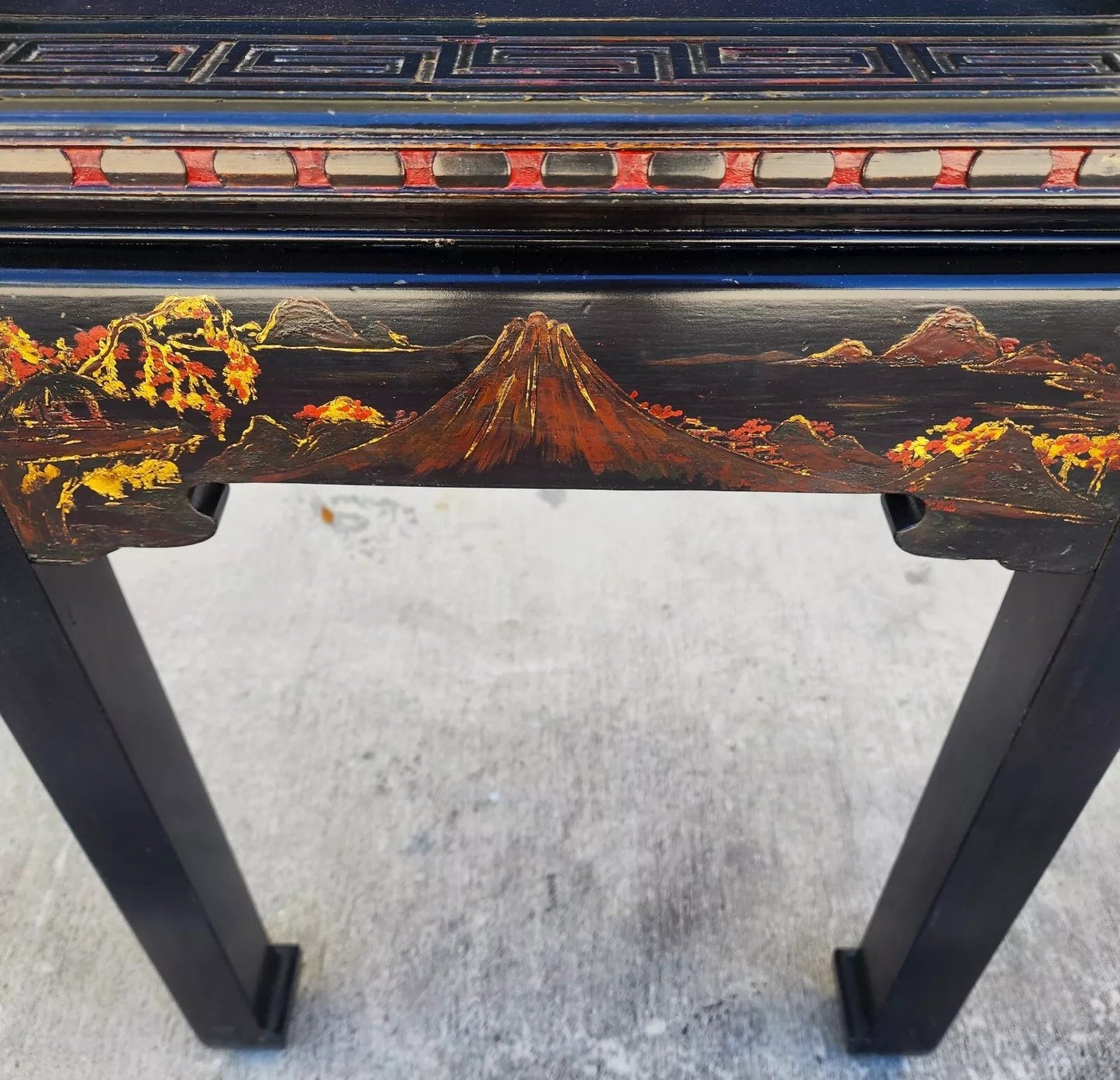 Vintage Chinese Lacquered Table Desk Asian Hand Painted