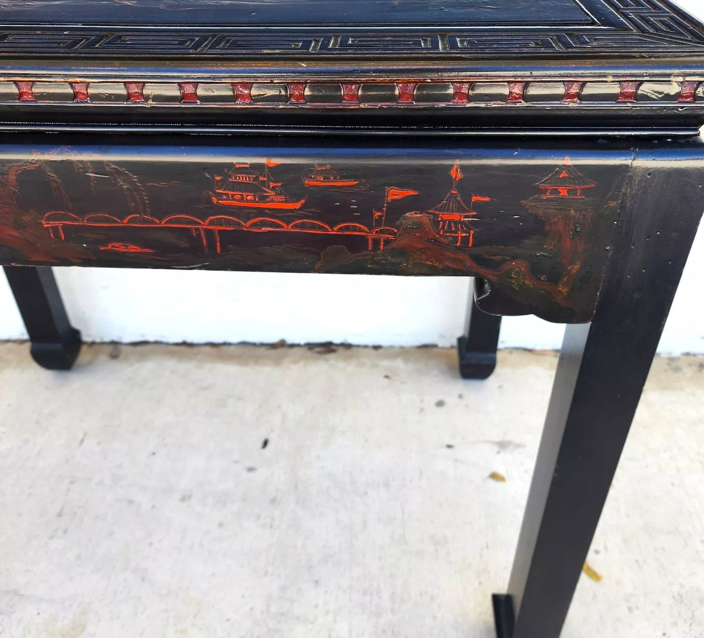 Vintage Chinese Lacquered Table Desk Asian Hand Painted