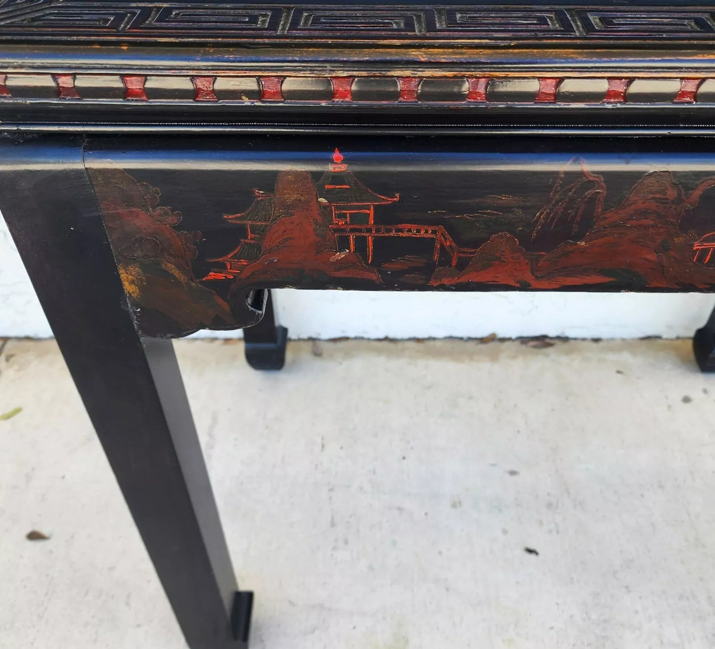 Vintage Chinese Lacquered Table Desk Asian Hand Painted
