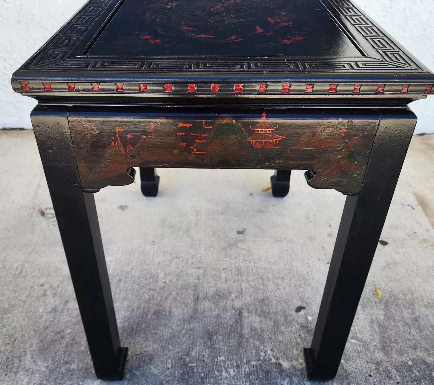 Vintage Chinese Lacquered Table Desk Asian Hand Painted