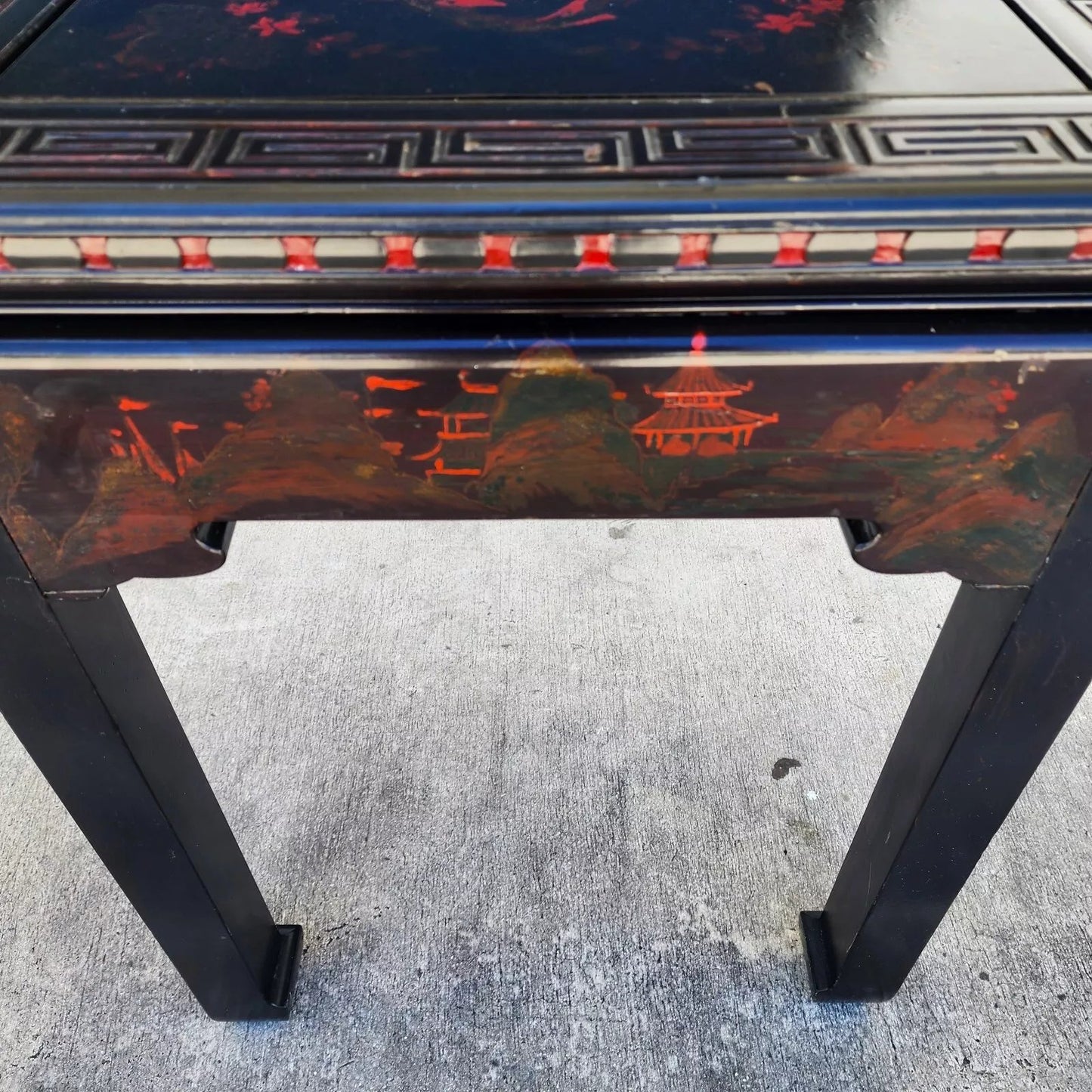 Vintage Chinese Lacquered Table Desk Asian Hand Painted