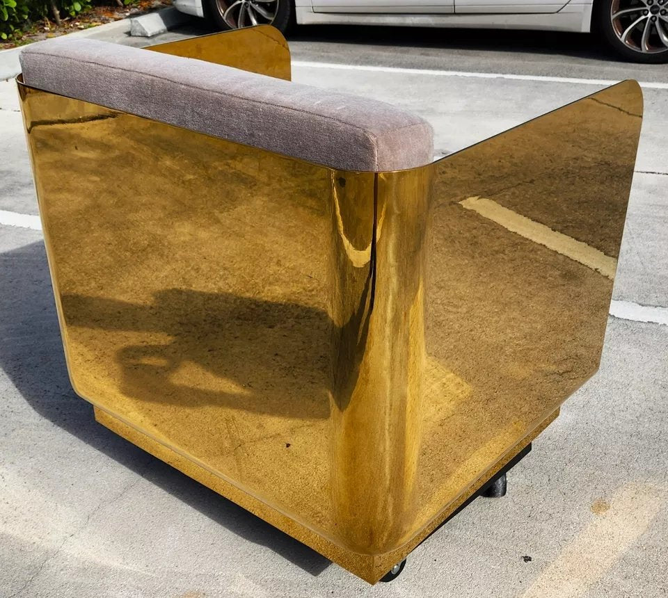 Andrew Martin Polished Metal Occasional Chair
