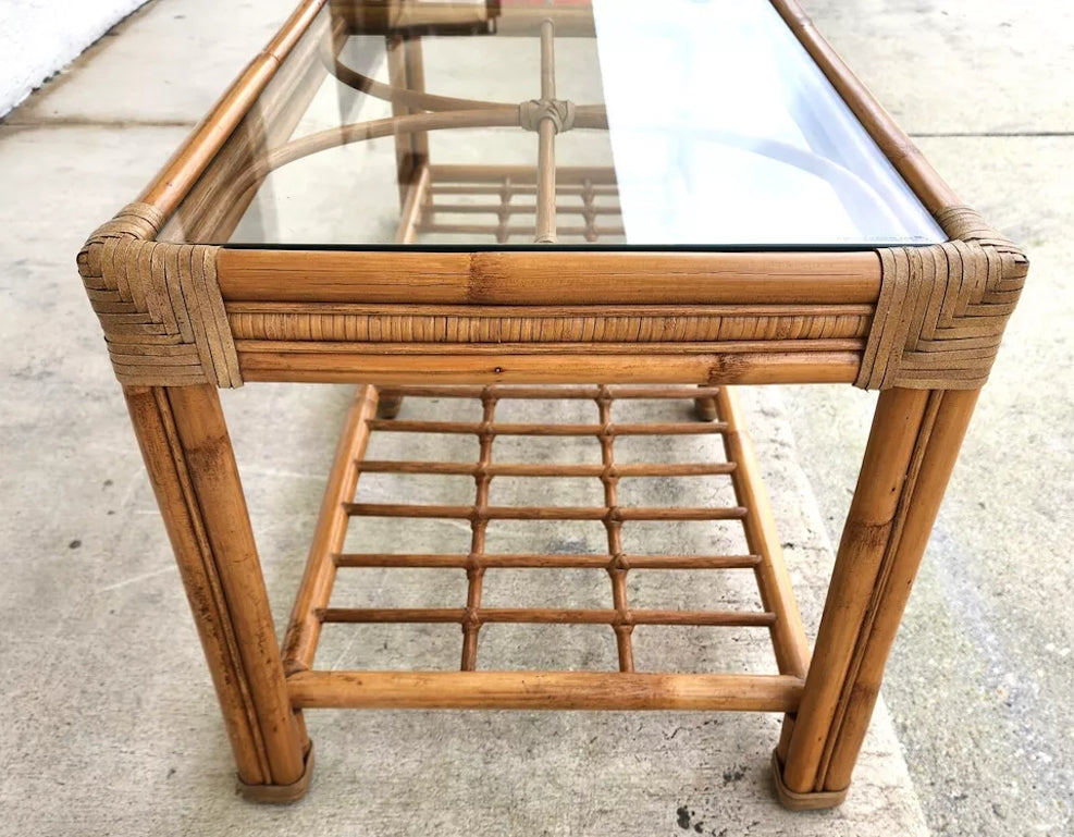 Vintage Bamboo Rattan Coffee Table