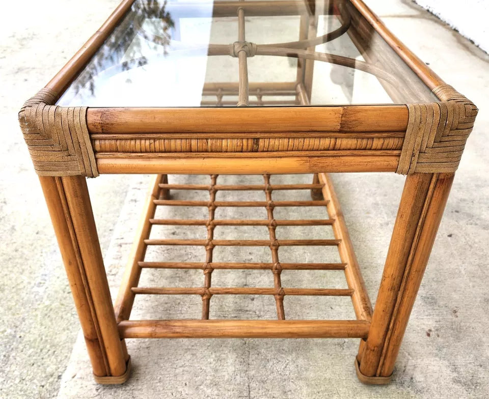 Vintage Bamboo Rattan Coffee Table
