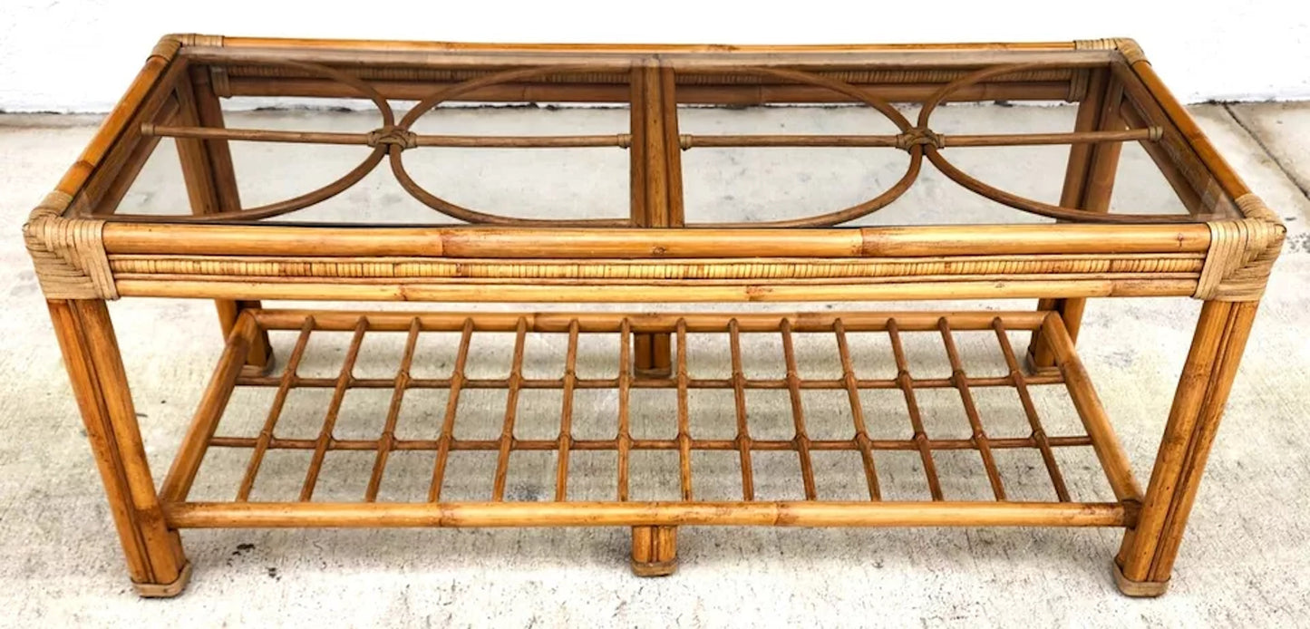 Vintage Bamboo Rattan Coffee Table