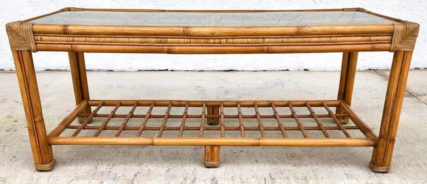 Vintage Bamboo Rattan Coffee Table