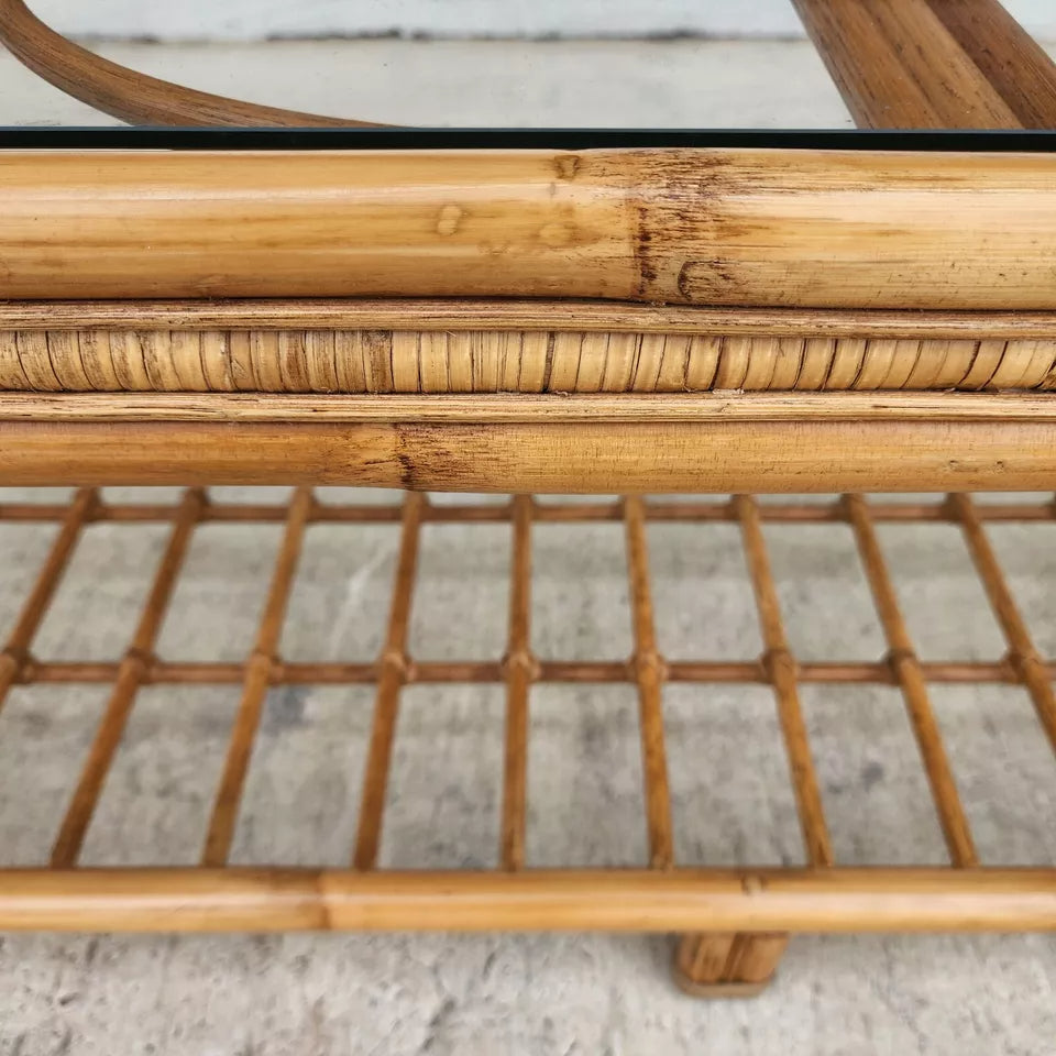 Vintage Bamboo Rattan Coffee Table
