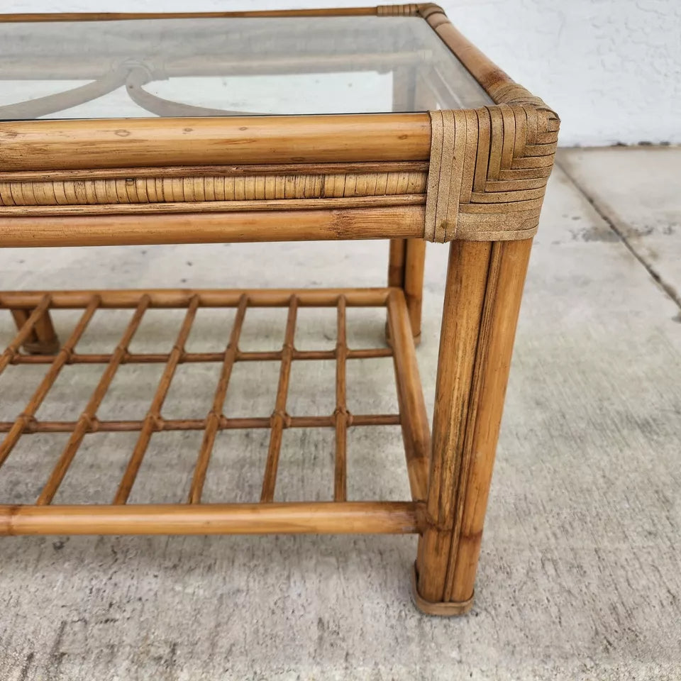Vintage Bamboo Rattan Coffee Table