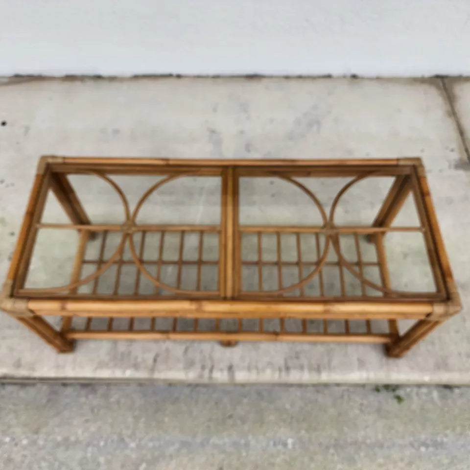 Vintage Bamboo Rattan Coffee Table