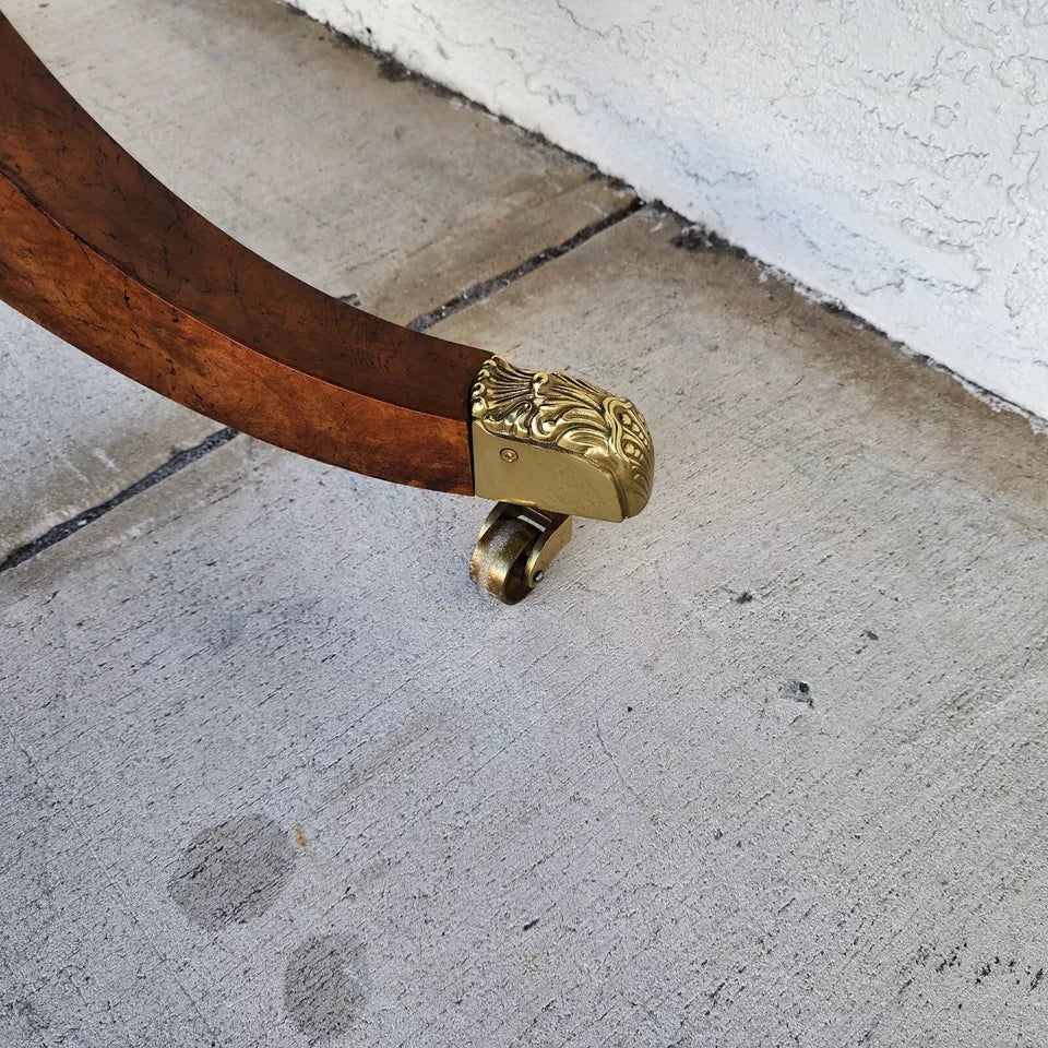 Baker Leather Flip Top Convertible Console To Game Table