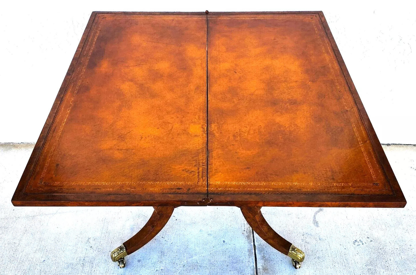 Baker Leather Flip Top Convertible Console To Game Table