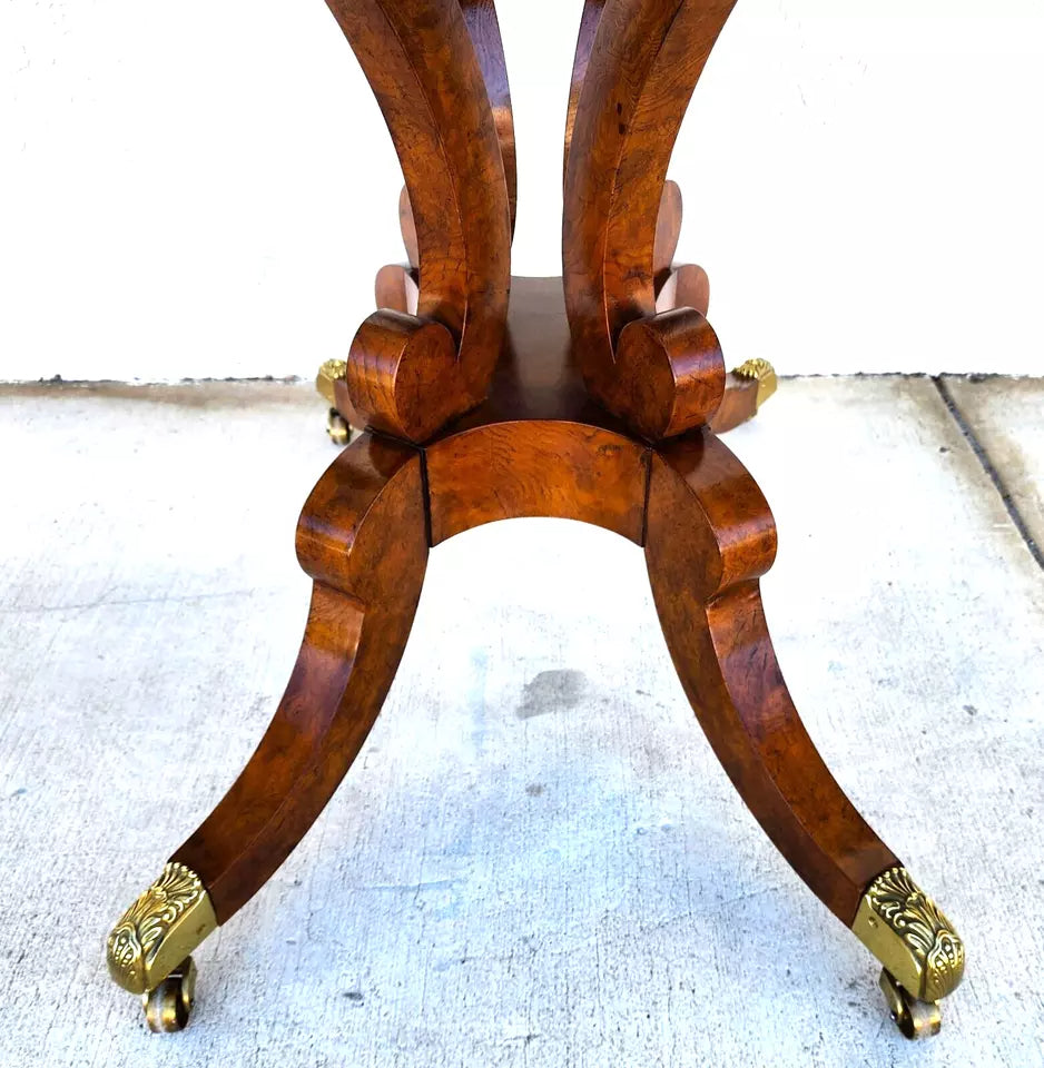 Baker Leather Flip Top Convertible Console To Game Table