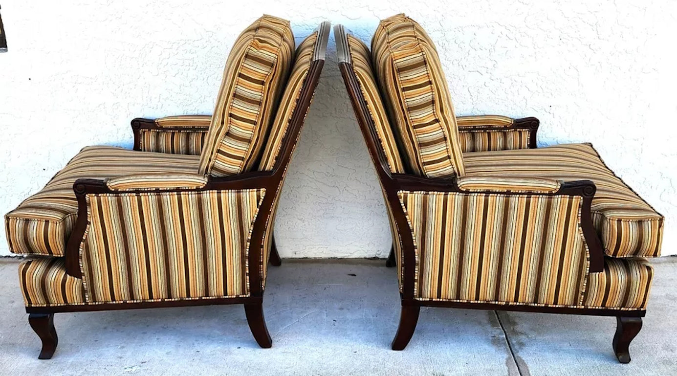 Bergere Club Armchairs by Fairfield Pair