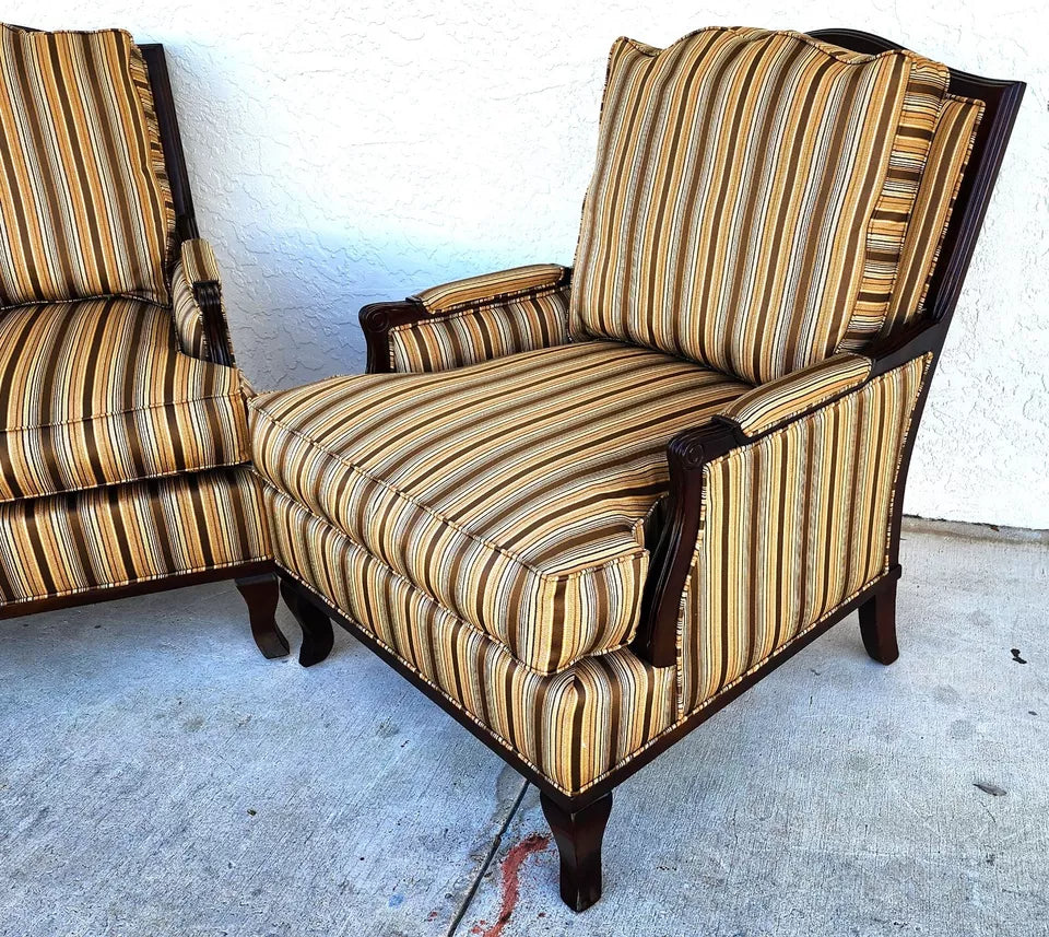 Bergere Club Armchairs by Fairfield Pair
