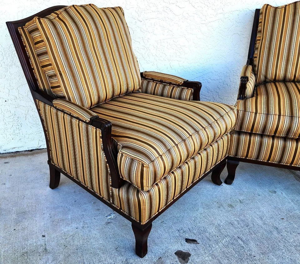 Bergere Club Armchairs by Fairfield Pair