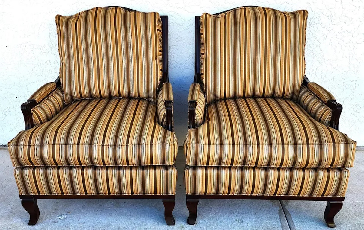 Bergere Club Armchairs by Fairfield Pair
