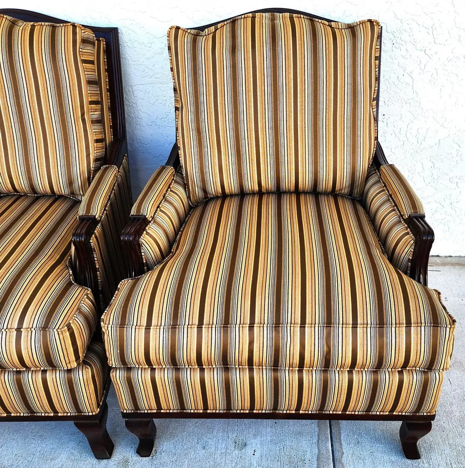 Bergere Club Armchairs by Fairfield Pair