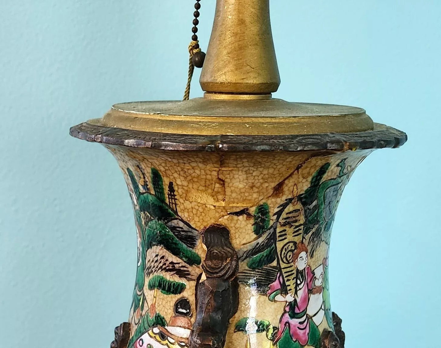Antique Chinese Nanking Vase Lamp Qing Dynasty 19th Century