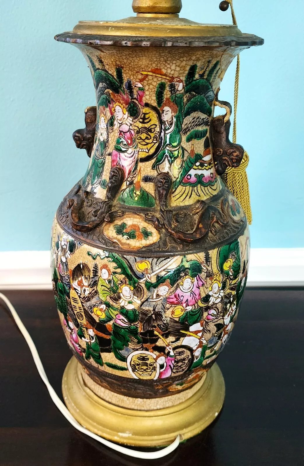 Antique Chinese Nanking Vase Lamp Qing Dynasty 19th Century