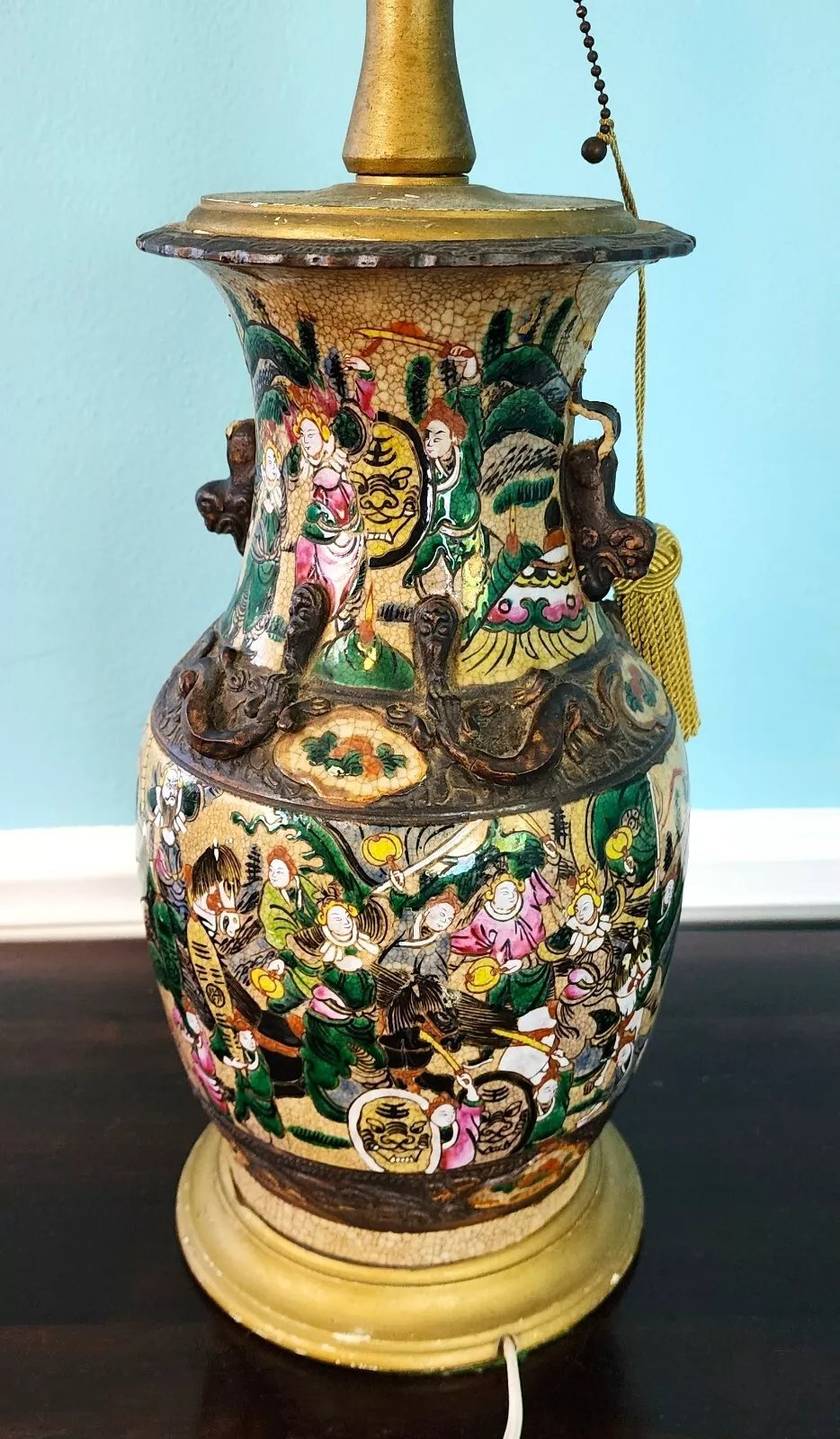 Antique Chinese Nanking Vase Lamp Qing Dynasty 19th Century