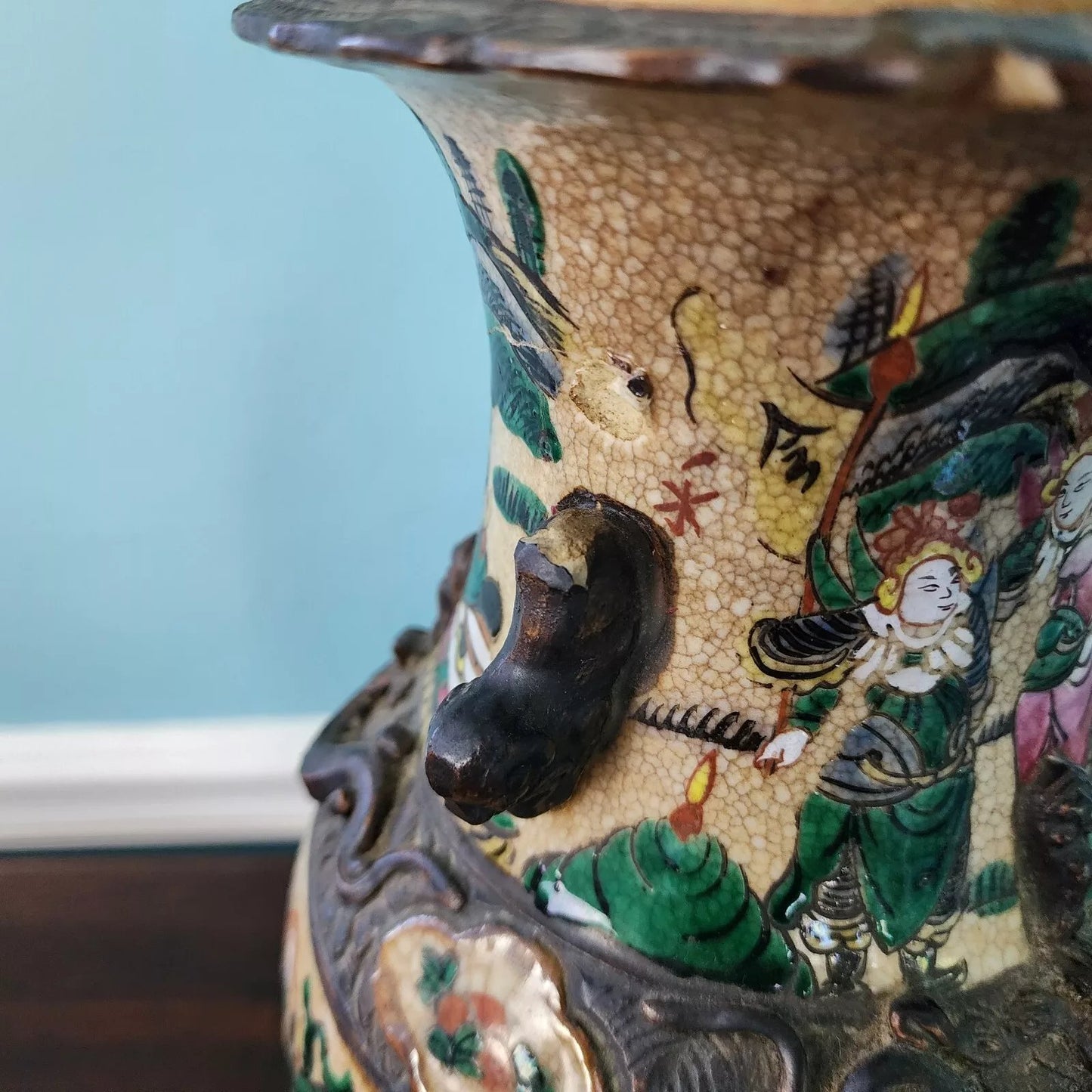 Antique Chinese Nanking Vase Lamp Qing Dynasty 19th Century