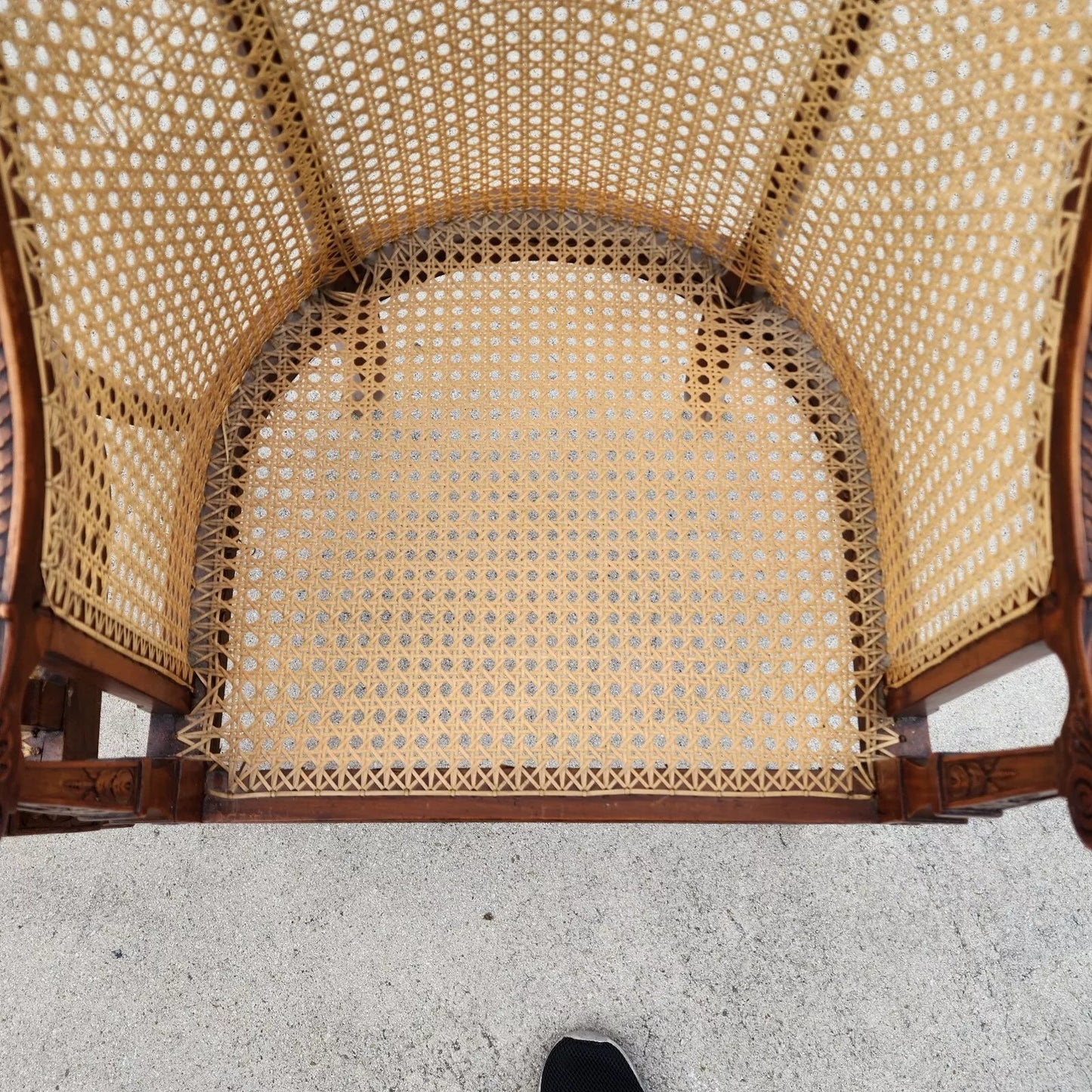 Antique Regency Walnut Caned Chairs Bergere Pair