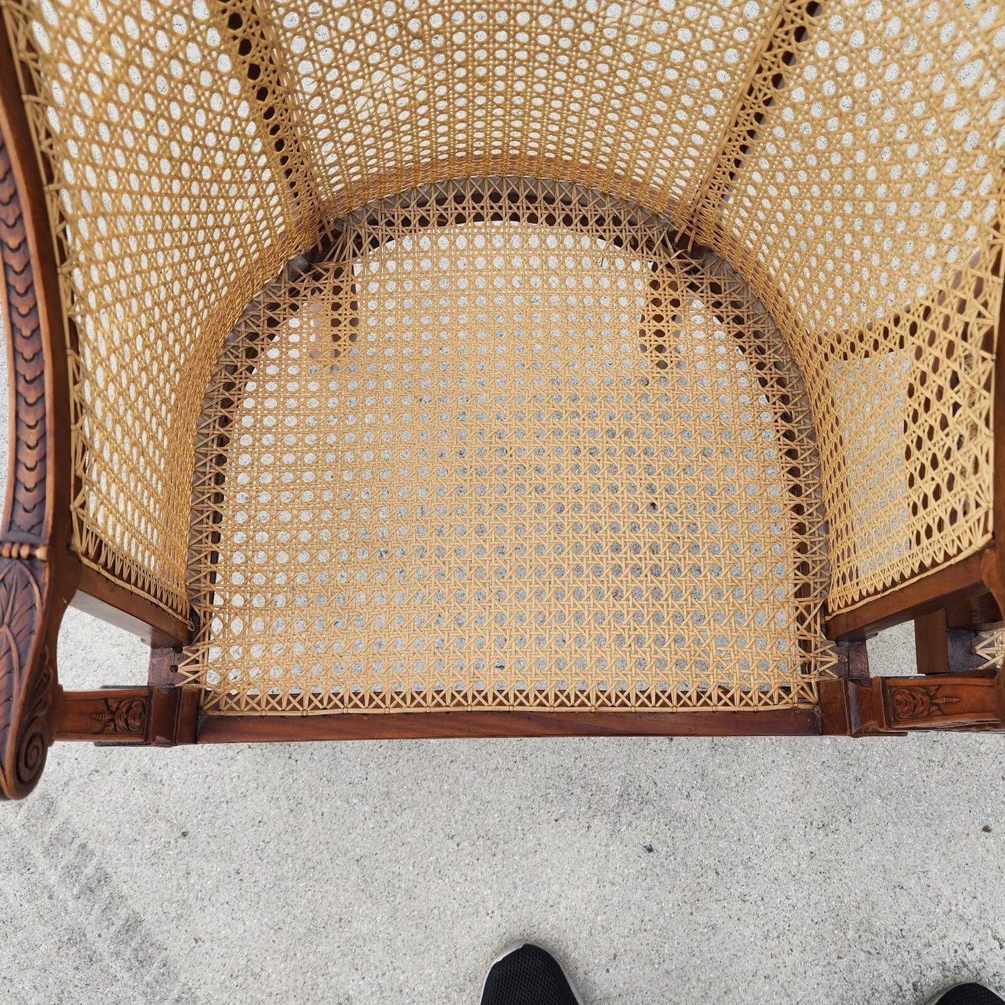 Antique Regency Walnut Caned Chairs Bergere Pair