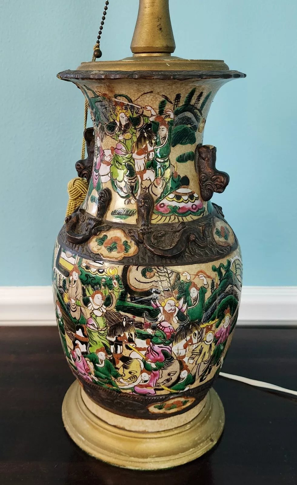 Antique Chinese Nanking Vase Lamp Qing Dynasty 19th Century