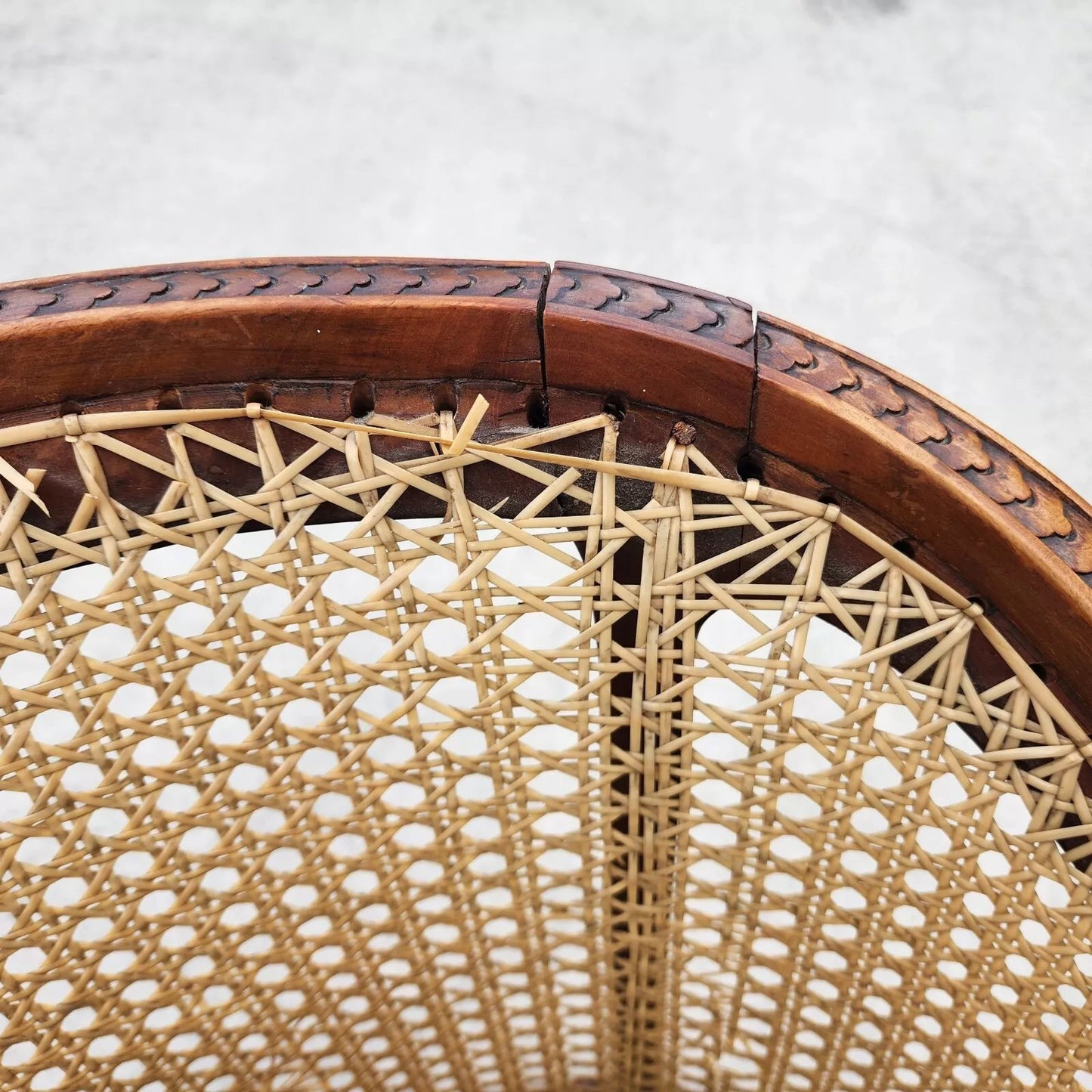 Antique Regency Walnut Caned Chairs Bergere Pair