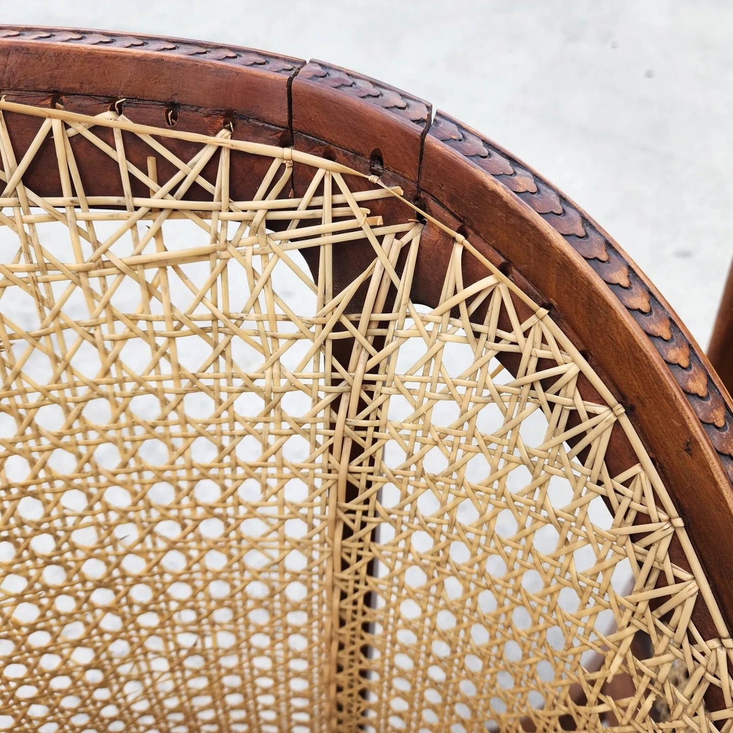 Antique Regency Walnut Caned Chairs Bergere Pair