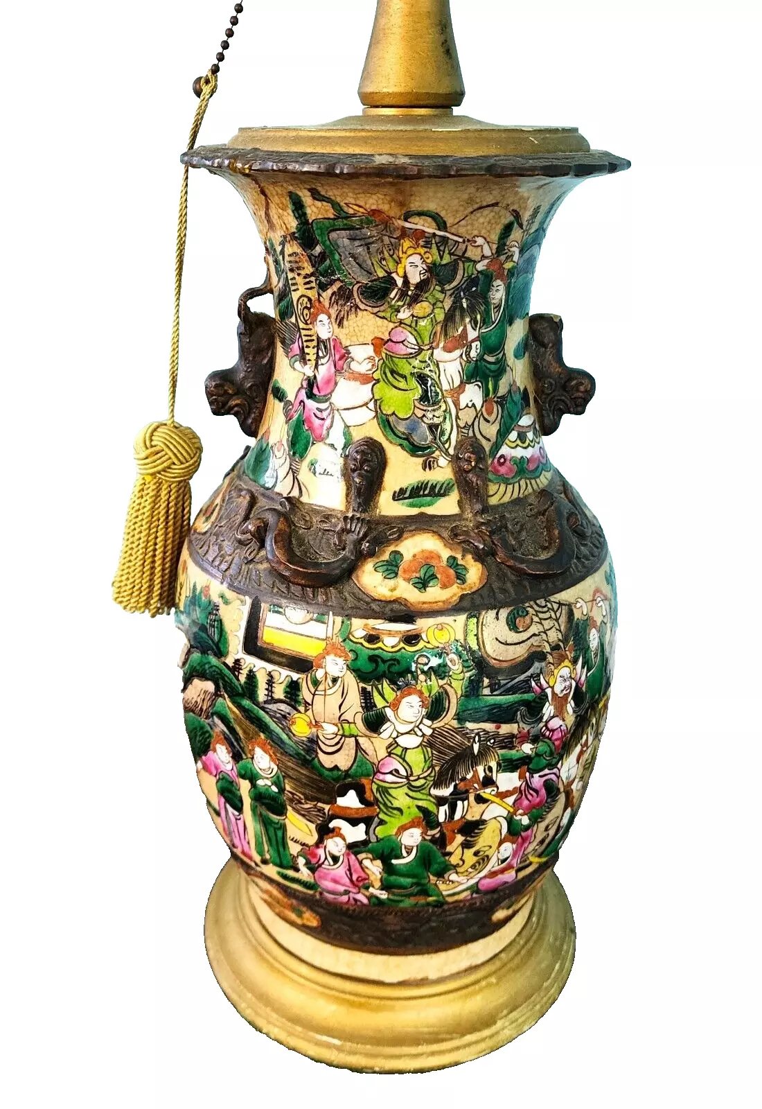 Antique Chinese Nanking Vase Lamp Qing Dynasty 19th Century