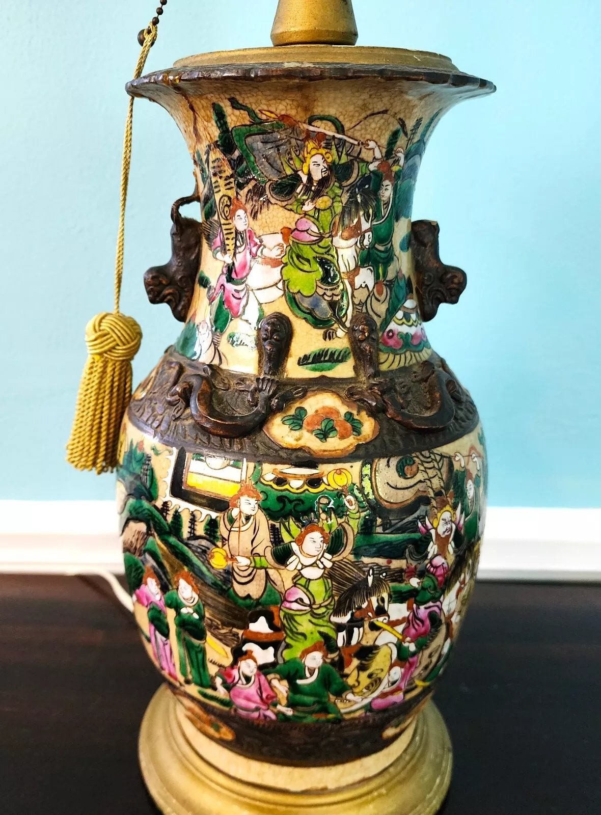 Antique Chinese Nanking Vase Lamp Qing Dynasty 19th Century