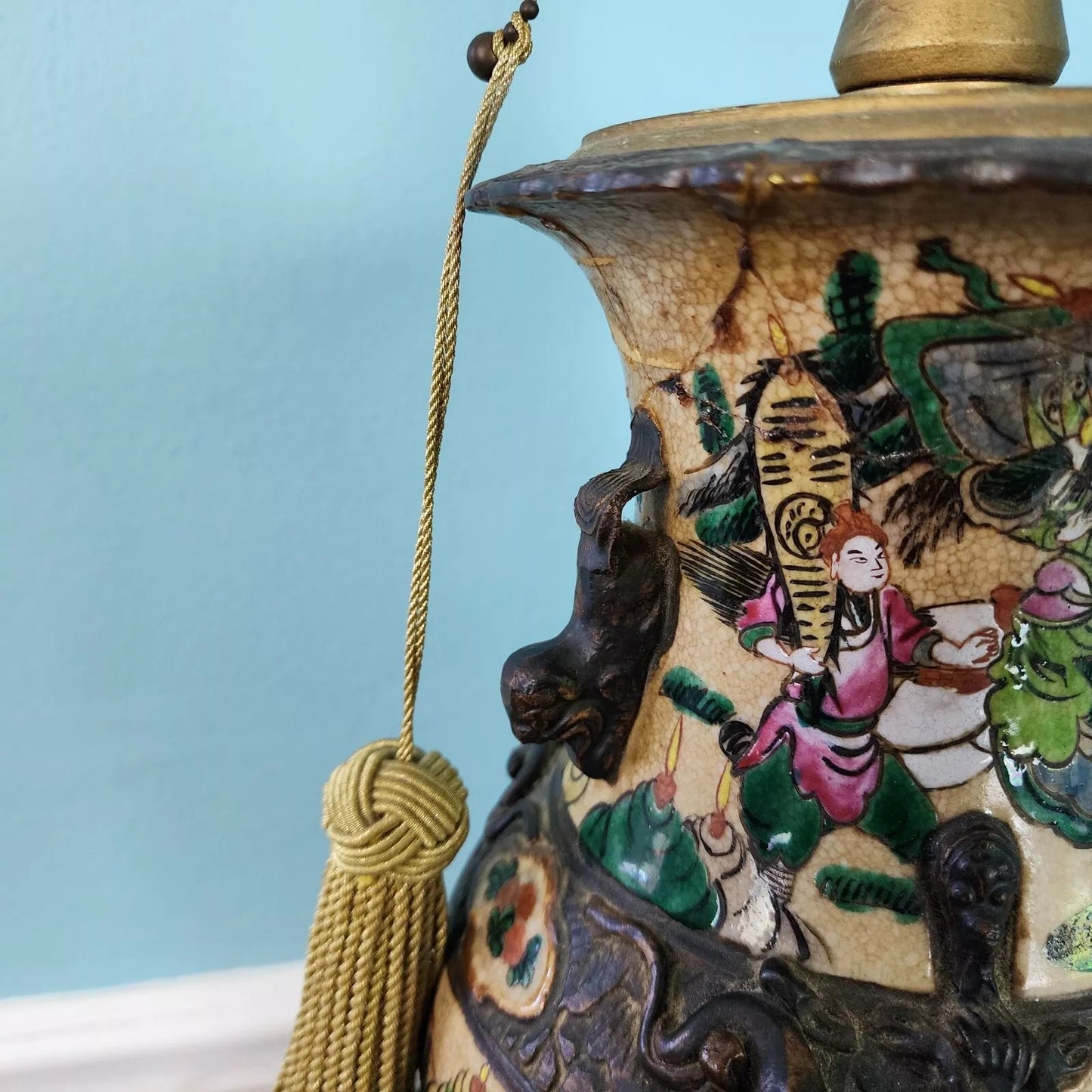 Antique Chinese Nanking Vase Lamp Qing Dynasty 19th Century