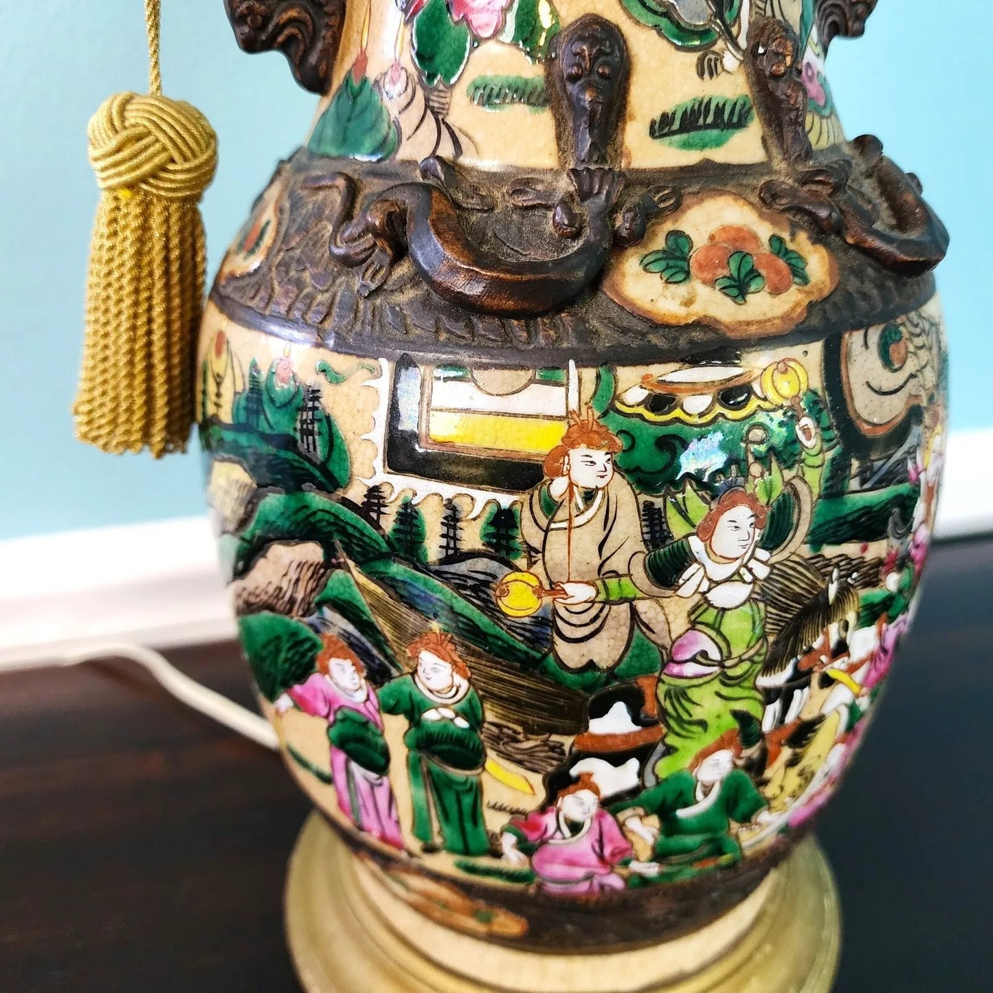 Antique Chinese Nanking Vase Lamp Qing Dynasty 19th Century
